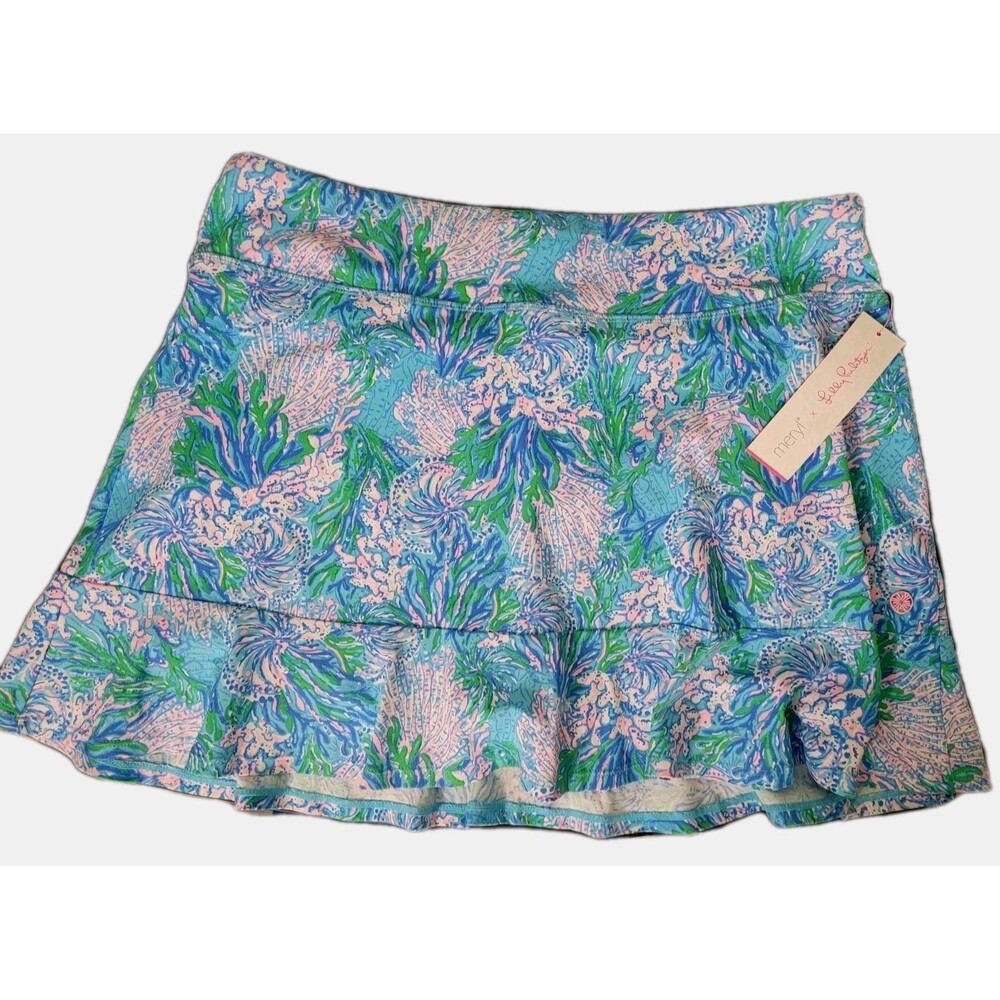 Lilly Pulitzer Luxletic Zadora Skort XL Las Olas Aqua Strong Current UPF 50+ NWT